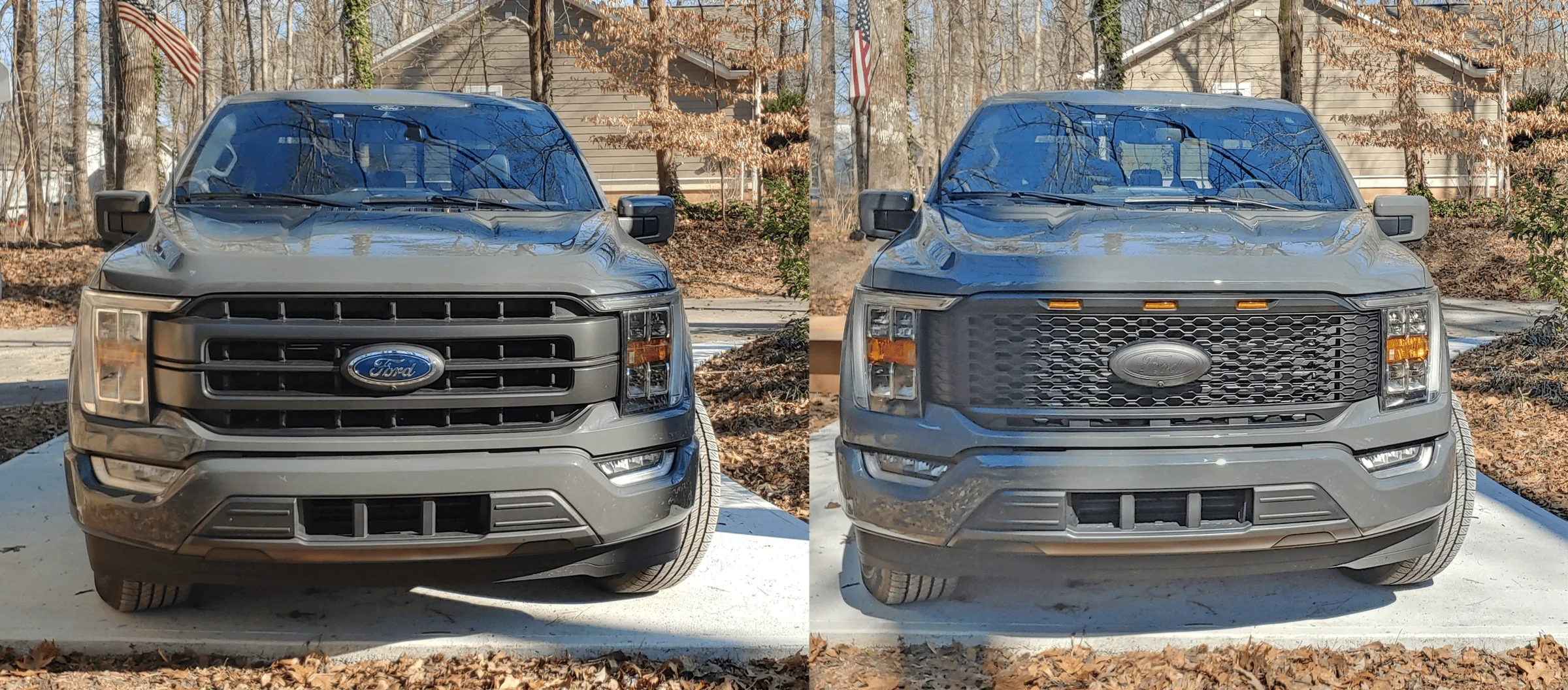 Ford F-150 Lightning Replaced my Lariat Sport Grille with "Raptorish" Grille Grille Side by Sid