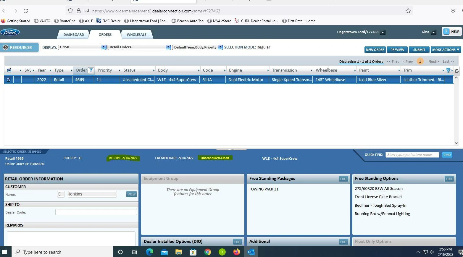 Ford F-150 Lightning Question for Dealer(s) JENKINS