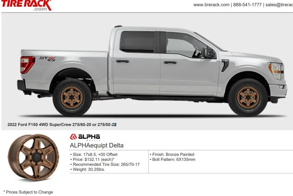 Ford F-150 Lightning 2022 Lightning Wheel and Tire Sizes | OEM 20” & 22” truck