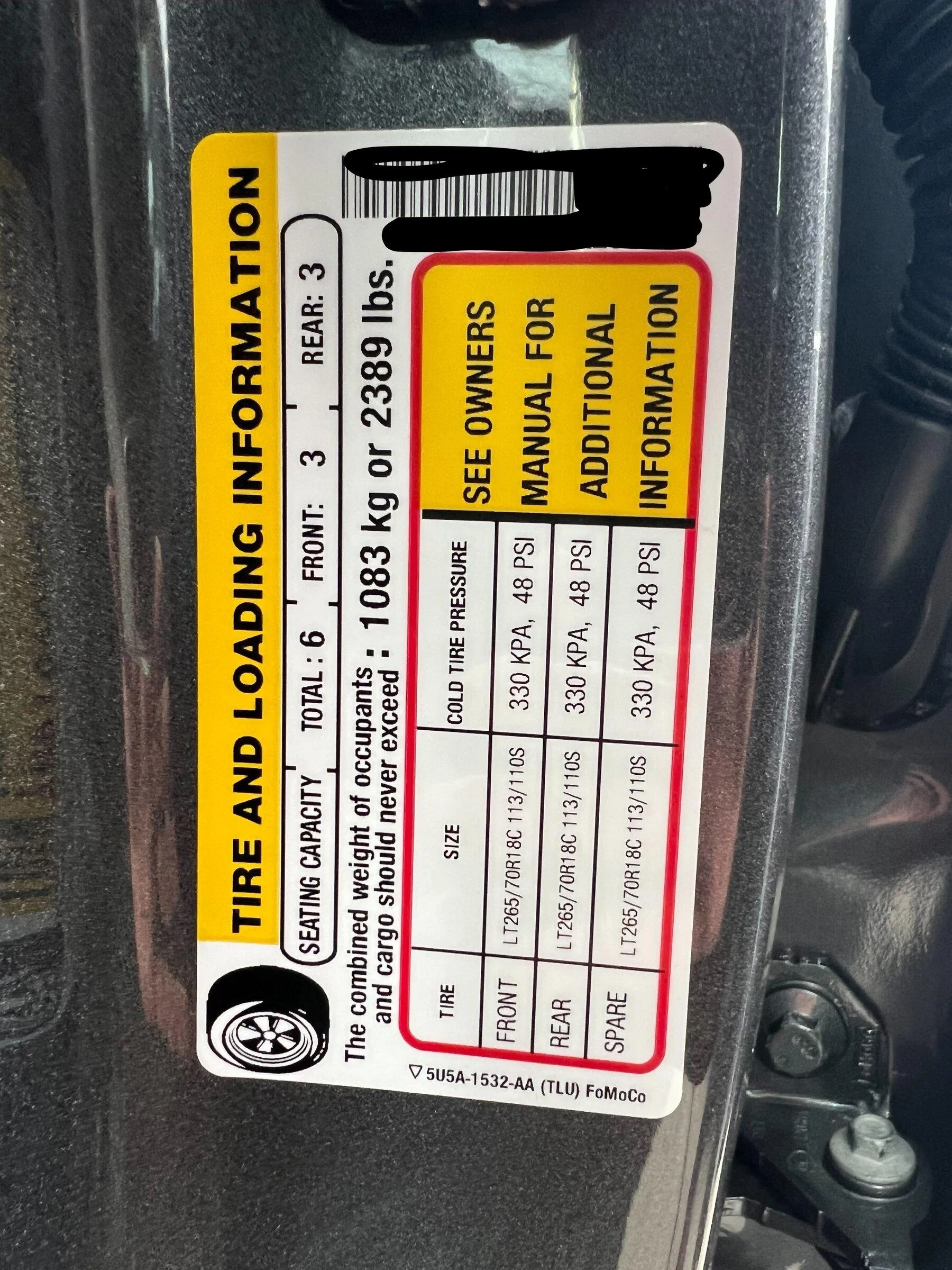 Ford F-150 Lightning 2021 F-150 Payload Stickers Payload Sticker