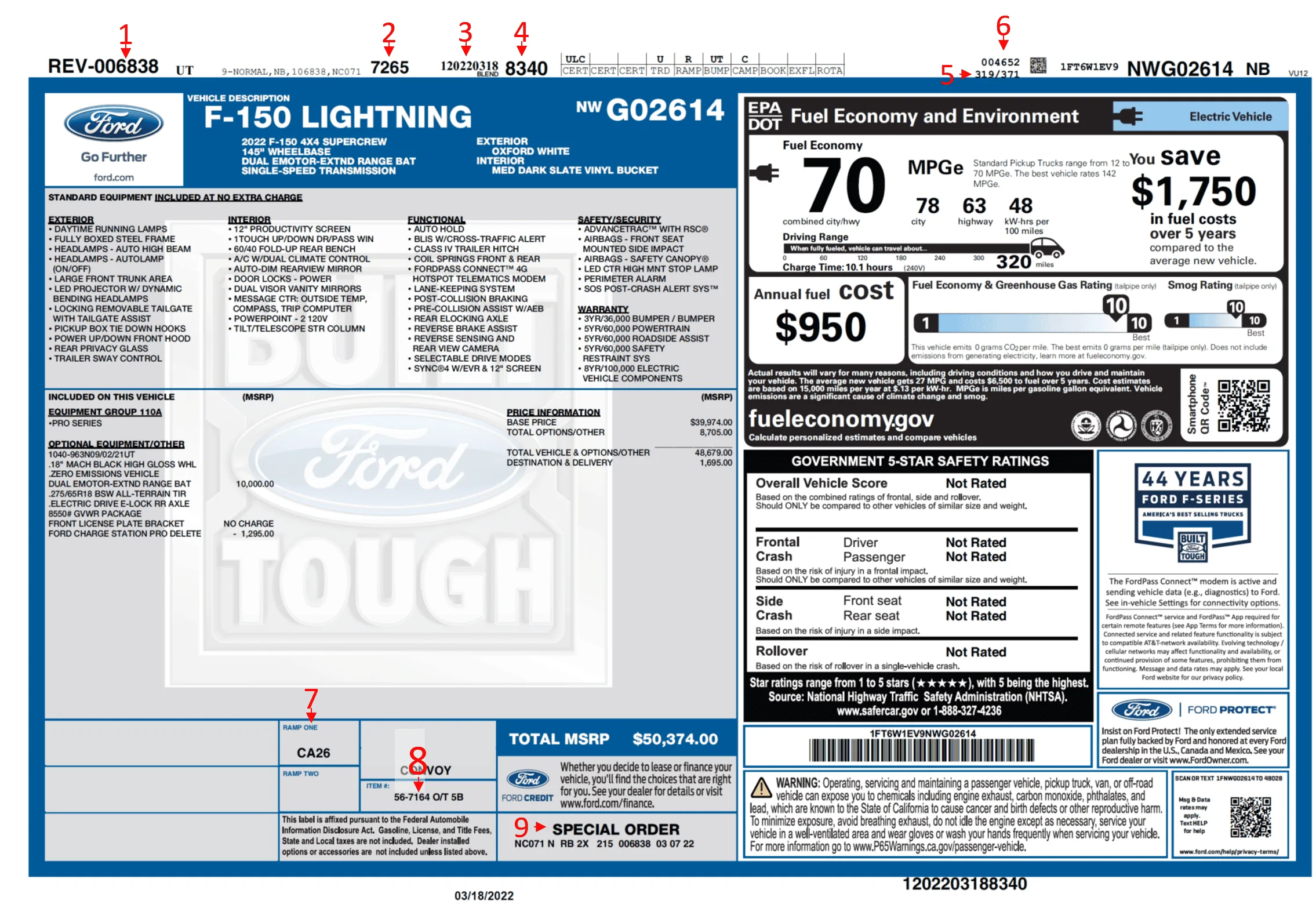 Ford F-150 Lightning Anatomy of an F150 Lightning Window Sticker 1648161666712