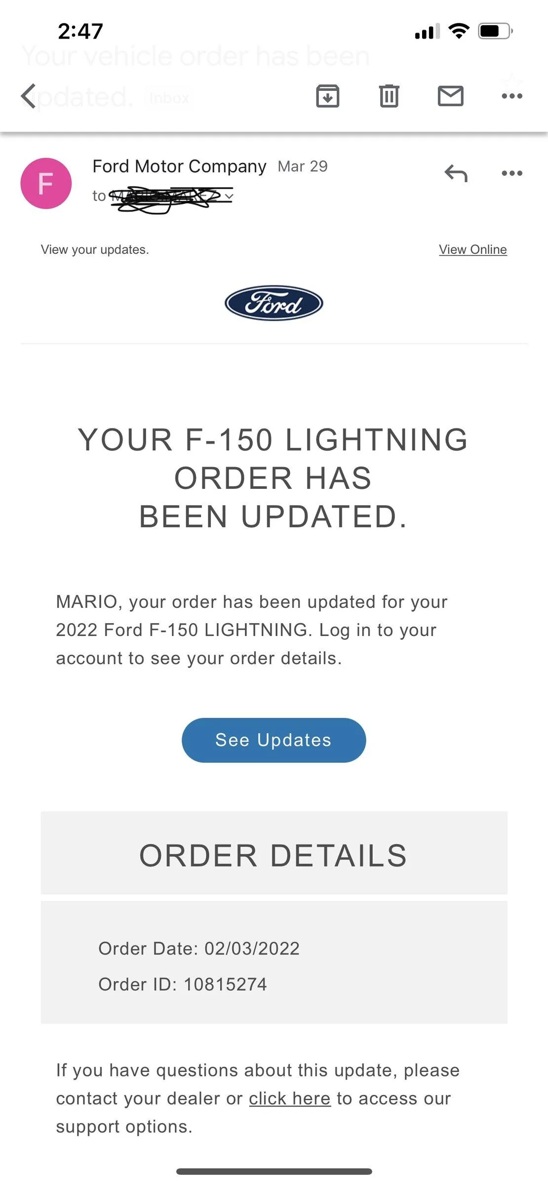 Ford F-150 Lightning I received my VIN for Wave 1 Lightning! 48F501C1-48CF-4FAA-B460-31794ABA90FE