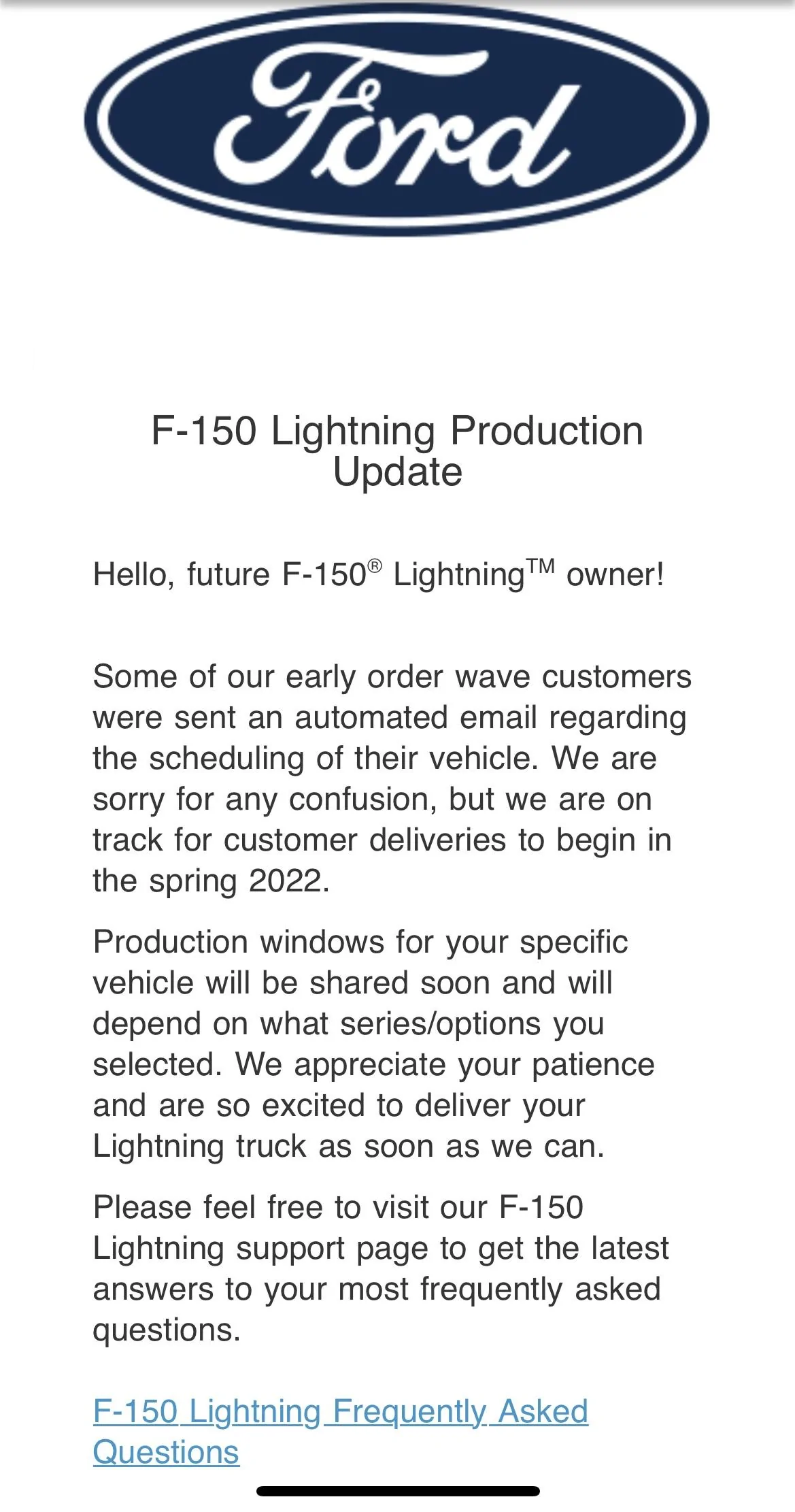Ford F-150 Lightning Lightning Production Date Error Email From Ford D5C2E2EF-156C-4B08-BA08-CB1802E8426D
