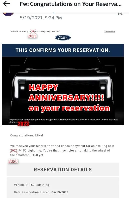 Ford F-150 Lightning Exclusive leaked draft email from Ford's marketing and customer engagement dept Lightning Anni