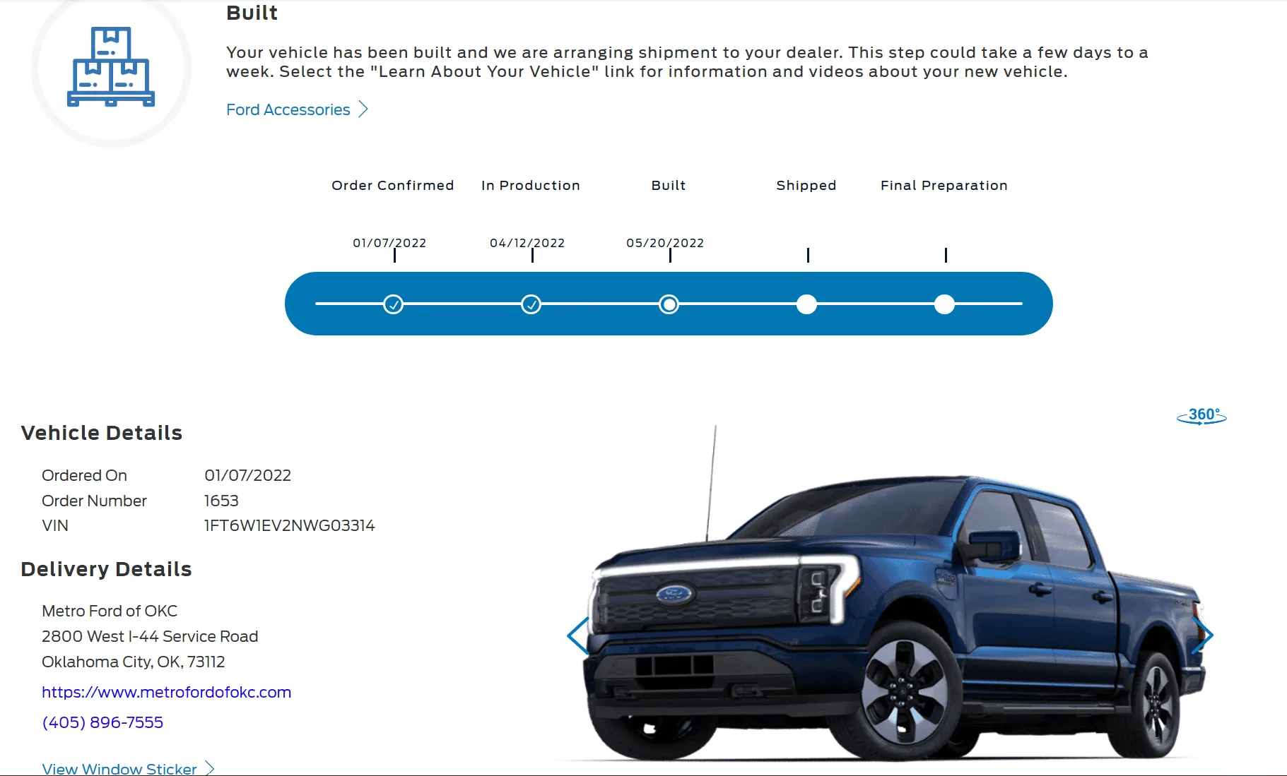 Ford F-150 Lightning Proof at least one 2022 Lightning has achieved "built" status. [Update: now "shipped"]! 1653144356509