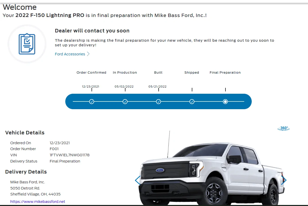 Ford F-150 Lightning Proof at least one 2022 Lightning has achieved "built" status. [Update: now "shipped"]! 1653487025867