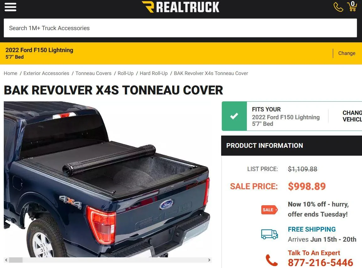 Ford F-150 Lightning BAK Revolver X4s Tonneau Cover RT BAK x4s