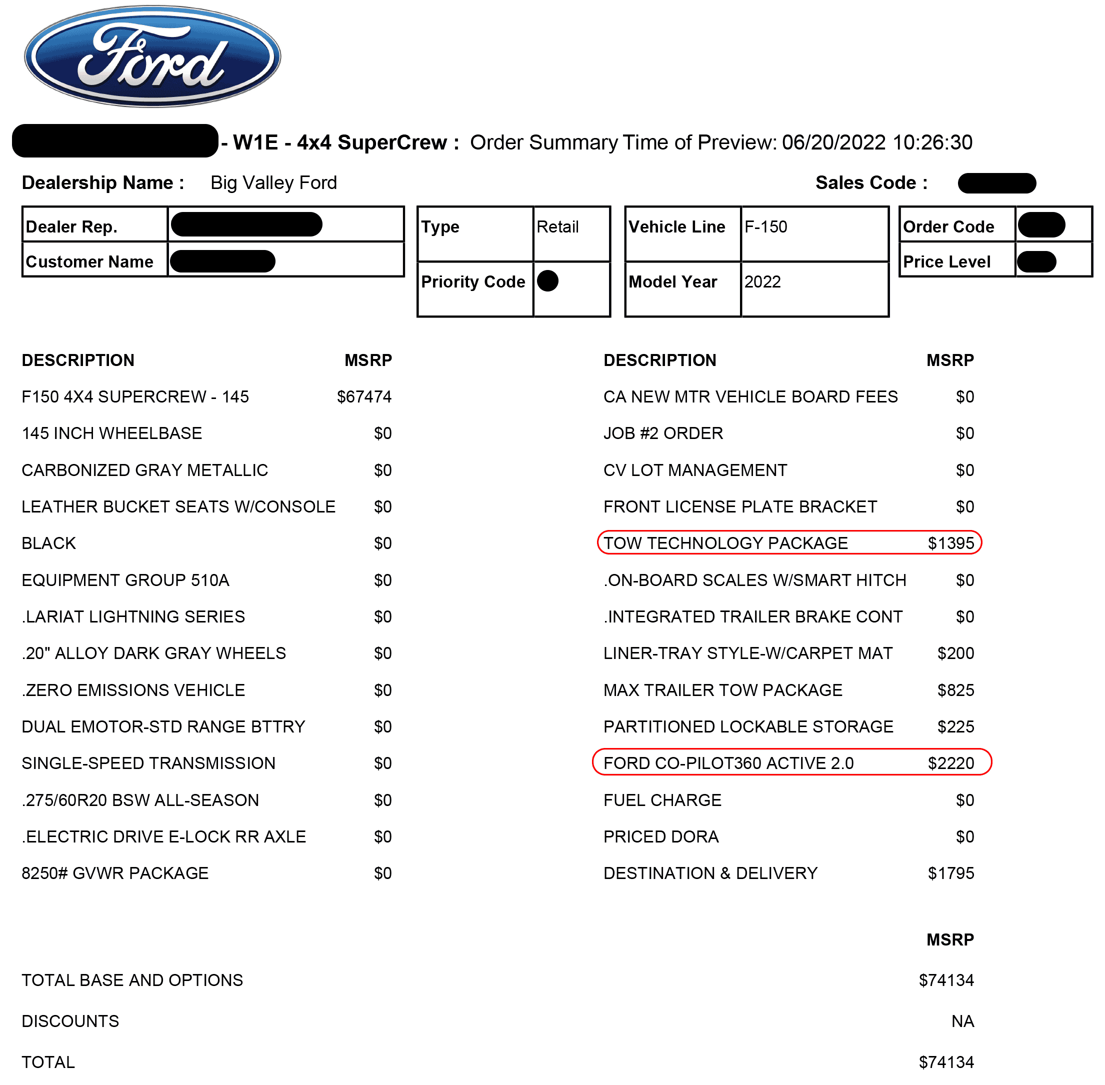 Ford F-150 Lightning Co-Pilot 360 Active Options - What am I missing here? Lightning Dealer Order