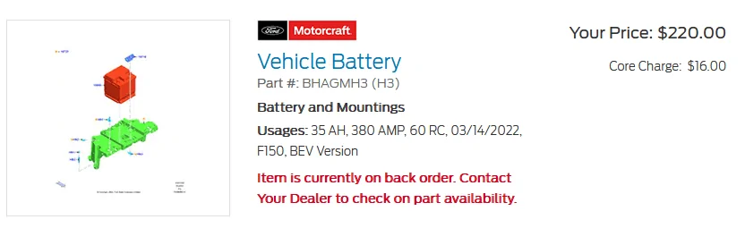 Ford F-150 Lightning Lightning and Mach-E share same LVB (12V battery) Battery-Lightning