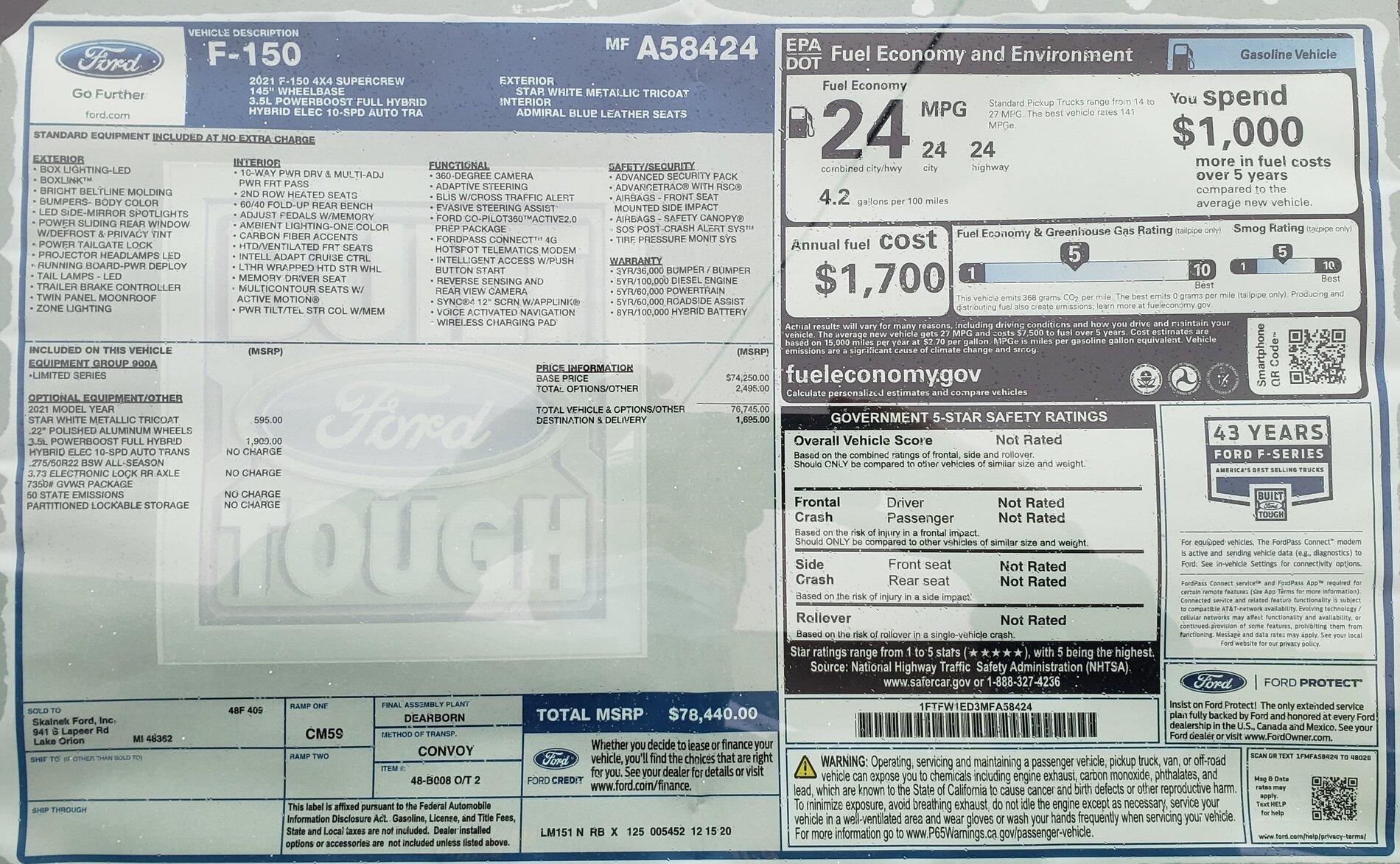 Ford F-150 Lightning 2021 F-150 Payload Stickers 2021-01-11 10.45.18