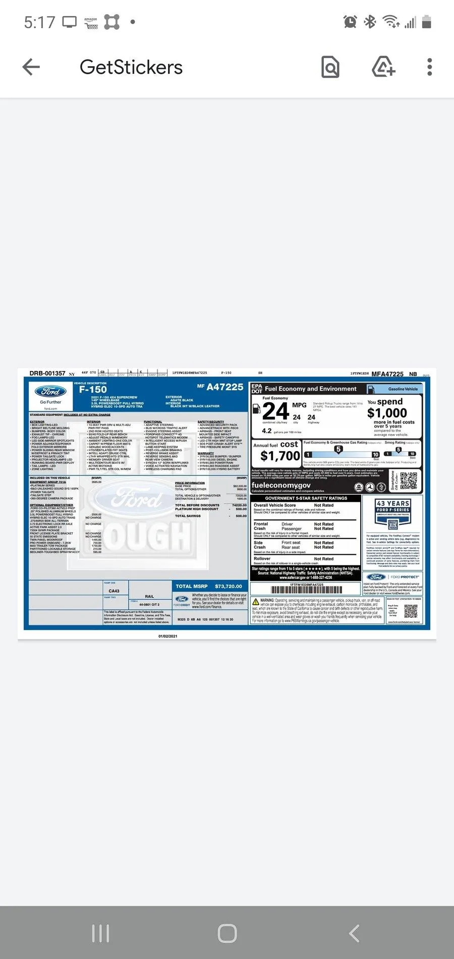 Ford F-150 Lightning What are the heavier options to avoid to increase payload? Screenshot_20210107-171706_Driv