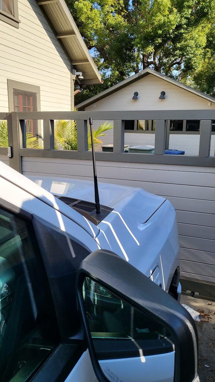 Ford F-150 Lightning Installed screen protector and 13" antenna 20220728_173734