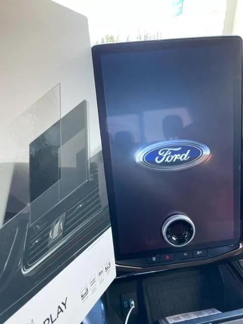 Ford F-150 Lightning Installed screen protector and 13" antenna IMG_9370