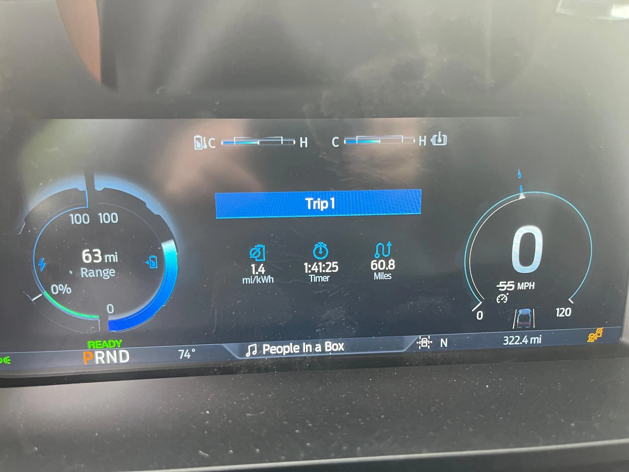 Ford F-150 Lightning 250 mile trip report: Lightning PRO - TOWING 3,000lb Powered Camper... Driver screen