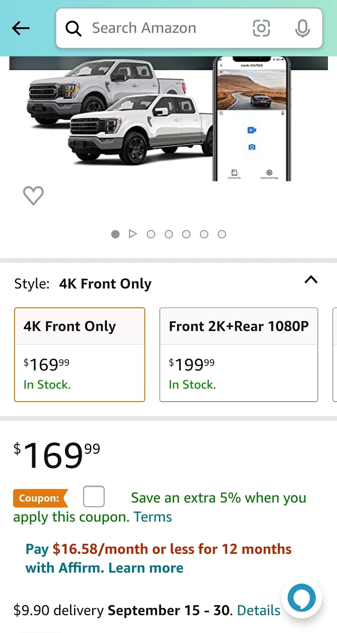 Ford F-150 Lightning Just installed this Dash Cam in 5 minutes Screenshot_20220830_180614