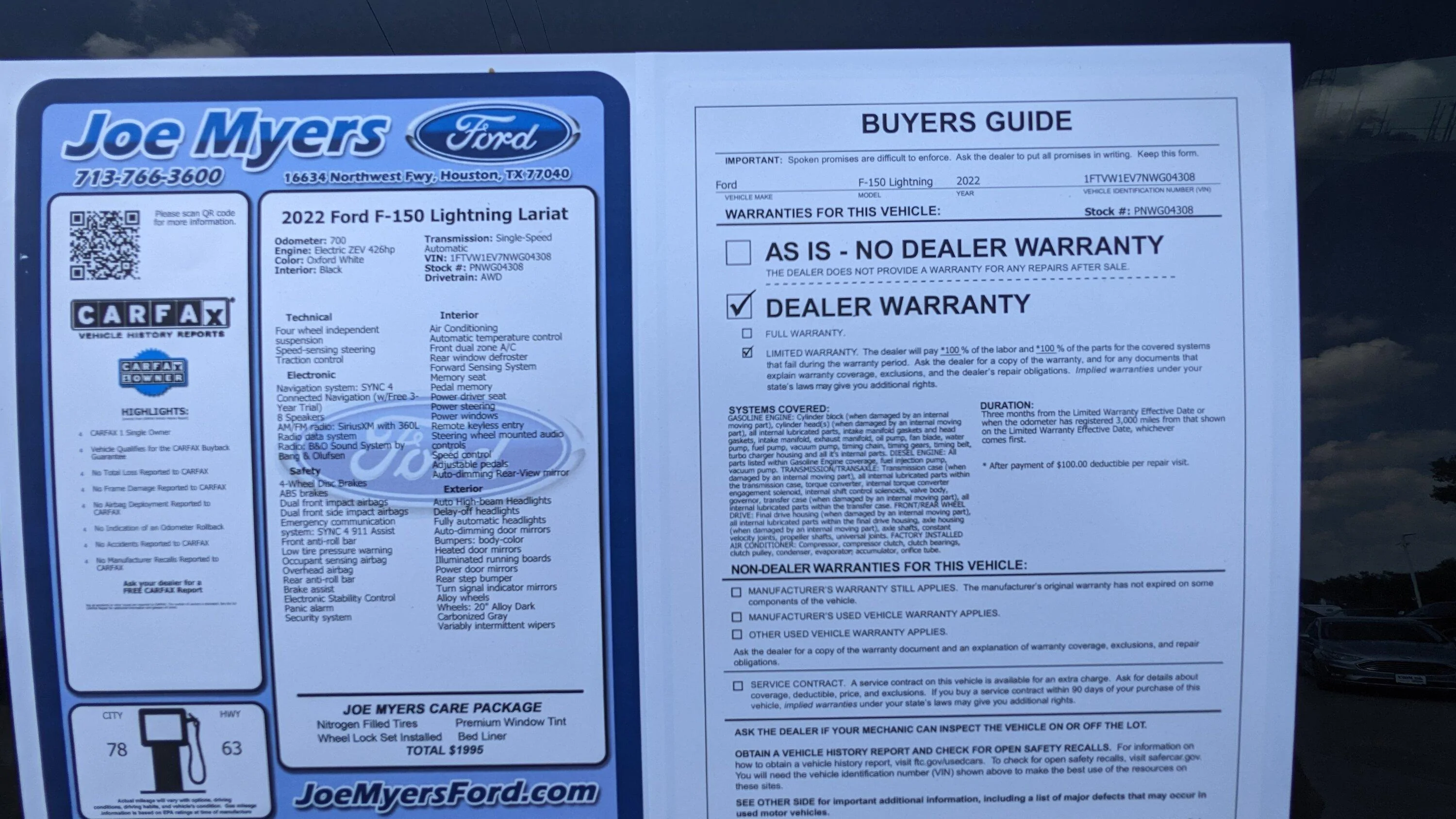 Ford F-150 Lightning two Lightnings on the lot for sale in Houston used lightning