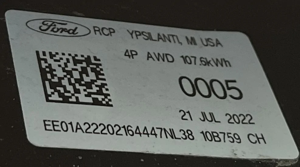 Ford F-150 Lightning Lightning SR Battery Pack:  CONFIRMED as 107.6KWH actual size 107.6KWH Battery Pack size - PRO Standard Rang