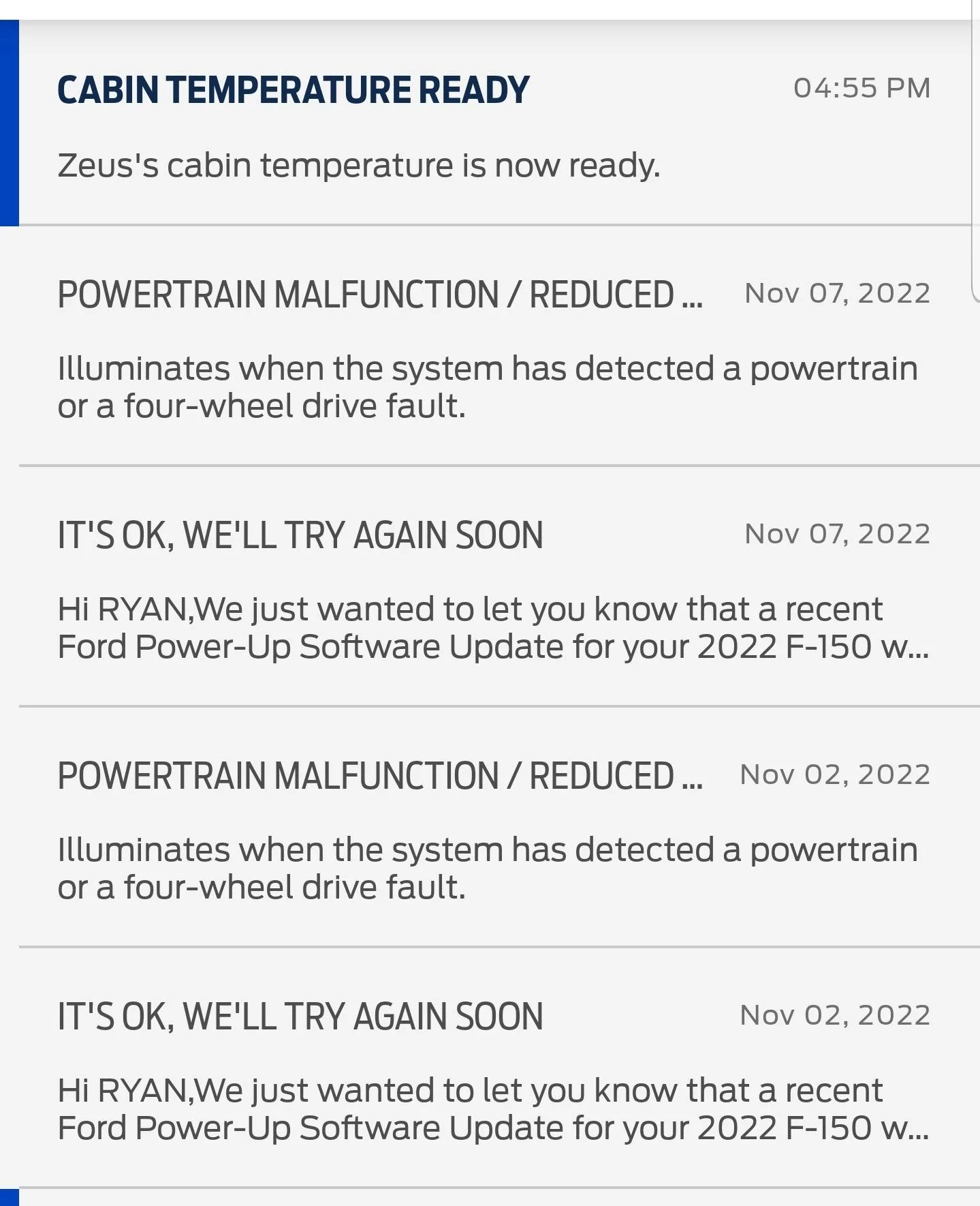 Ford F-150 Lightning Powertrain Malfunction/ Reduced Power Screenshot_20221110-175028_FordPass