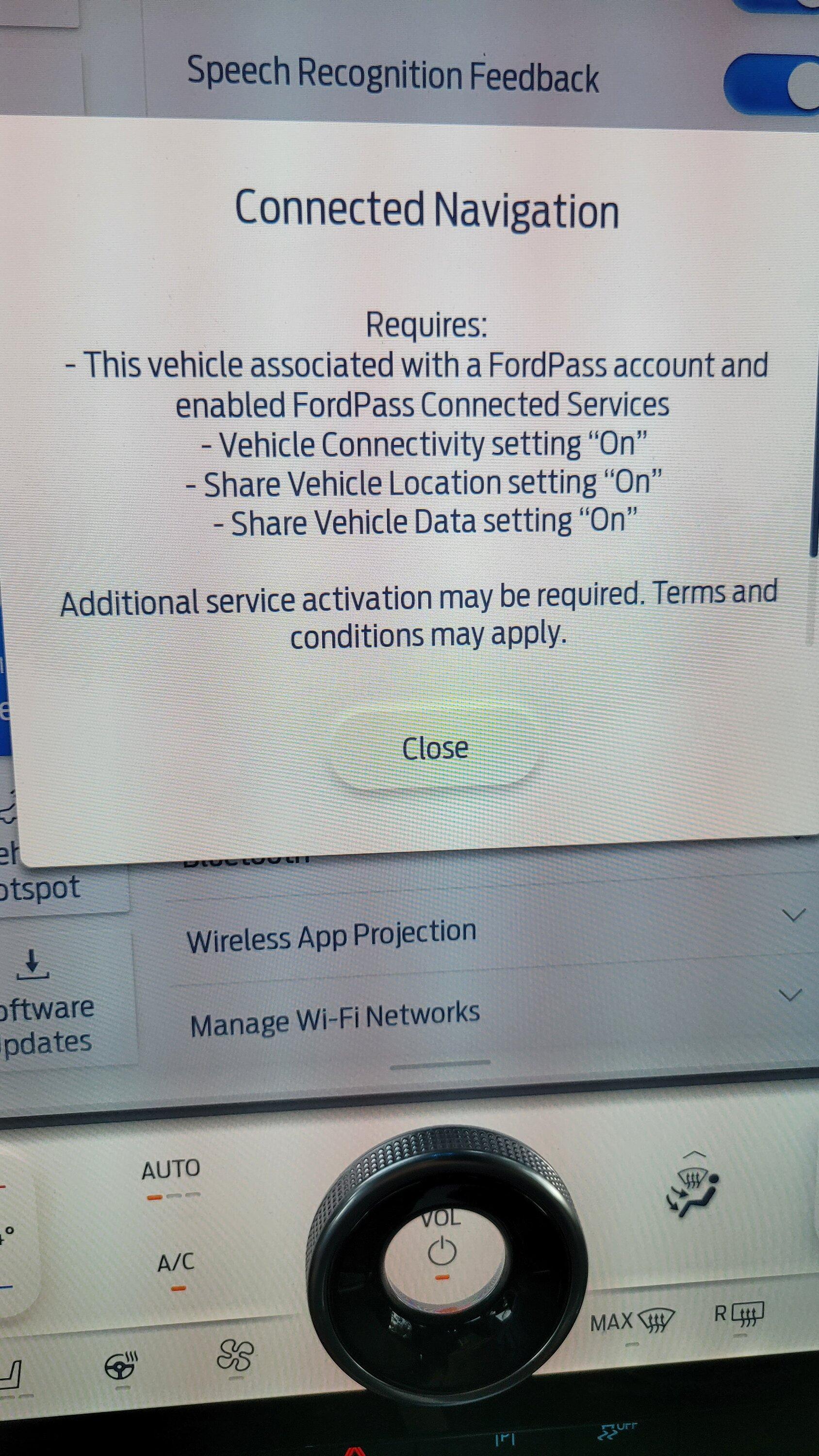 Ford F-150 Lightning Can't get connected navigation to activate 20221129_171640