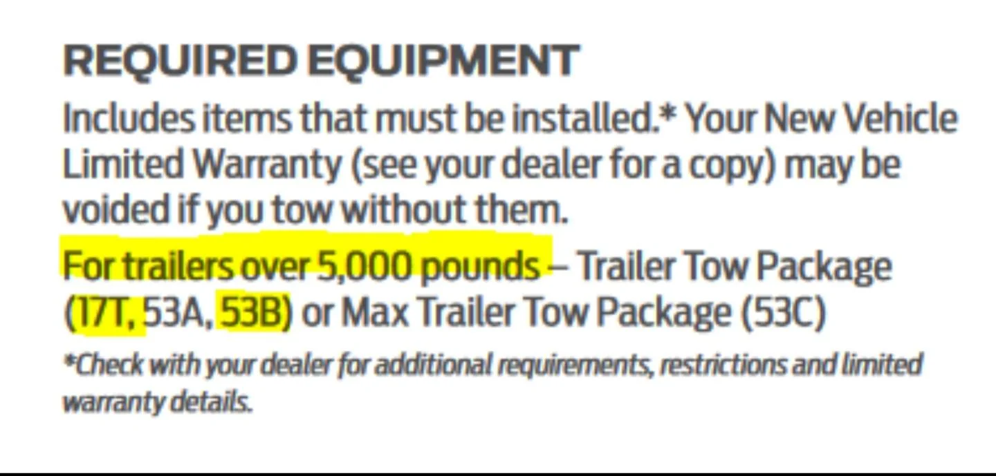 Ford F-150 Lightning 5,000 LB. max for warranty without tow package? 20210117_102858