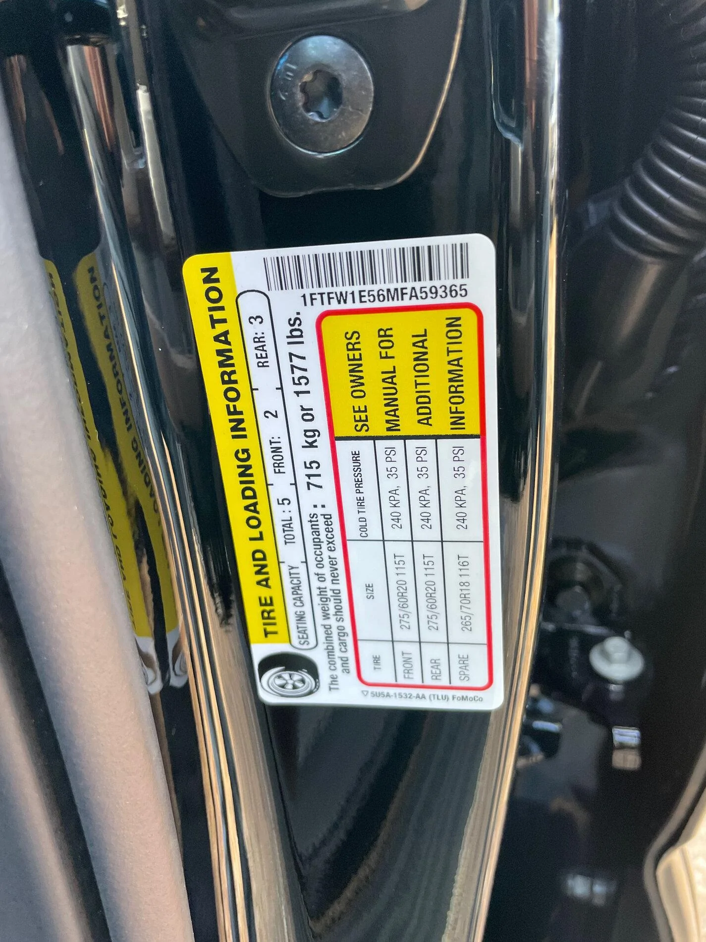 Ford F-150 Lightning King Ranch / Platinum / Limited Payload Sticker thread IMG_2879