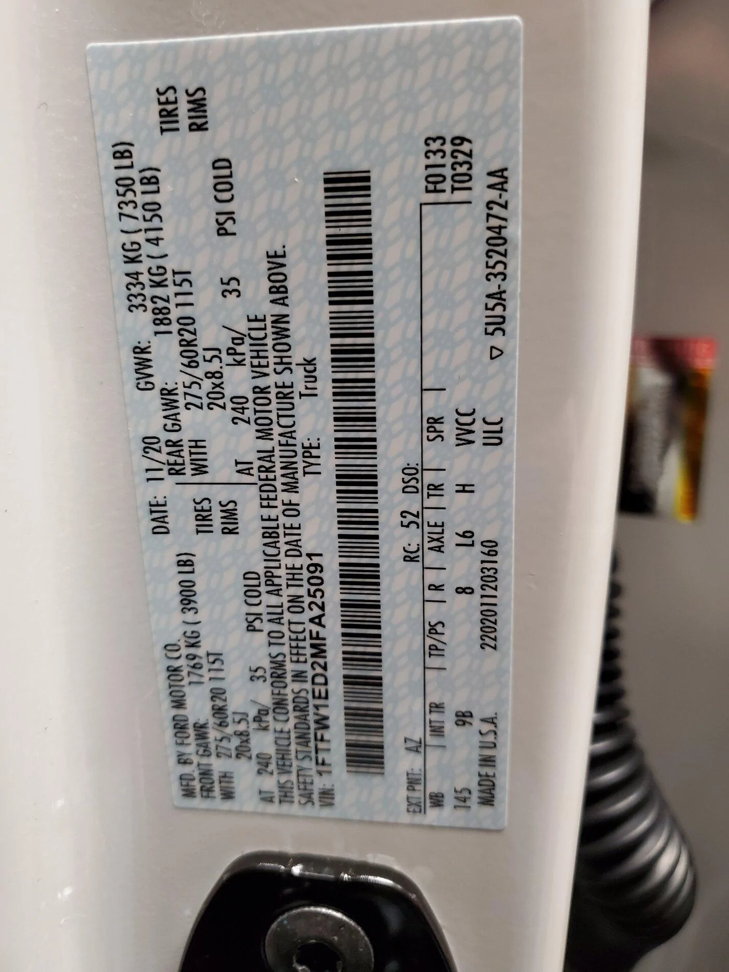 Ford F-150 Lightning 5,000 LB. max for warranty without tow package? 20210117_192050