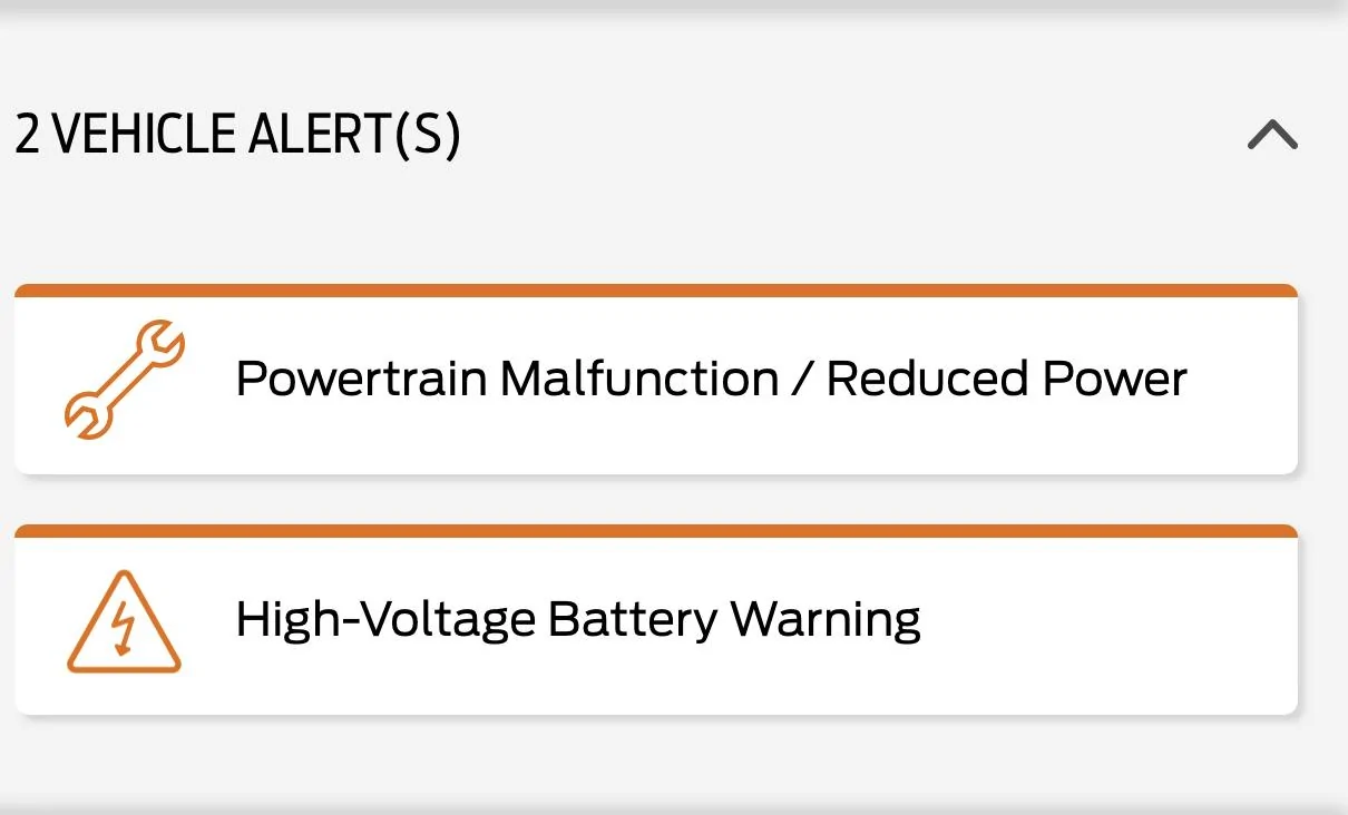 Ford F-150 Lightning Powertrain malfunction/ reduced power/ high-voltage battery warning. ABD83971-5A8A-476A-AB2C-F725F3E612D9