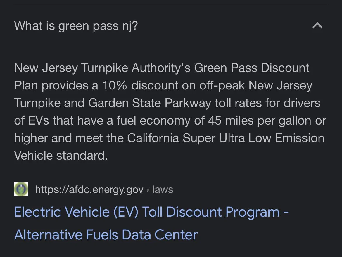 Ford F-150 Lightning E-ZPASS NJ Green Pass (10% off, off-peak fare) 5598C599-EC3C-4BEE-8EA3-A2985D752F33