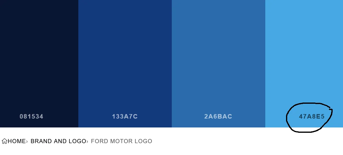 Ford F-150 Lightning Color Code for blue on lightning lettering? Screenshot 2023-02-04 at 18-11-17 Ford Motor Logo Color Scheme » Blue » SchemeColor.com