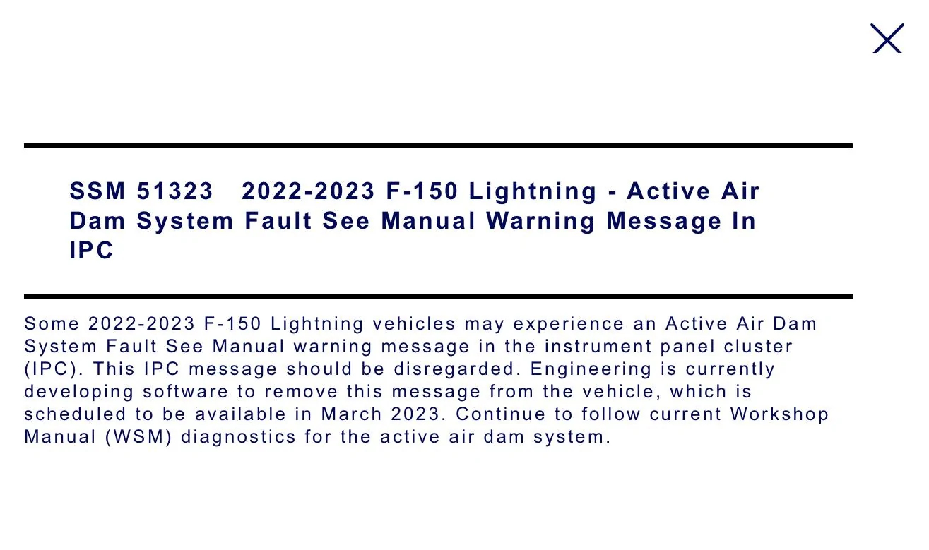 Ford F-150 Lightning Active Air Dam System Fault C25E0542-F6F6-4B25-8279-379F09B0D7C3