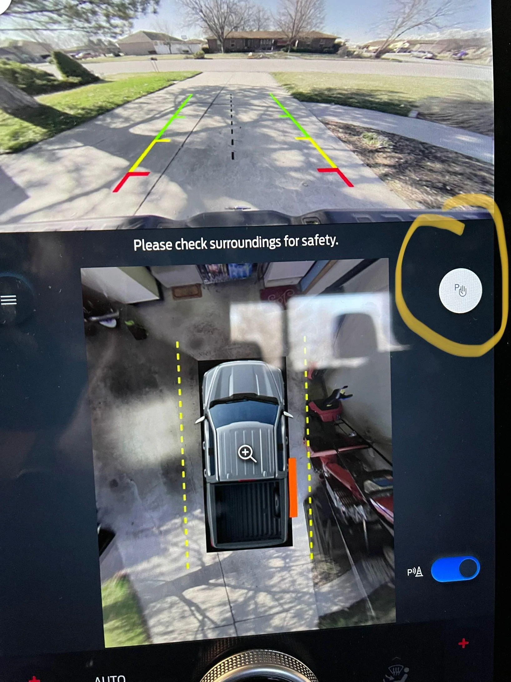 Ford F-150 Lightning Reverse camera hand with P symbol IMG_0904