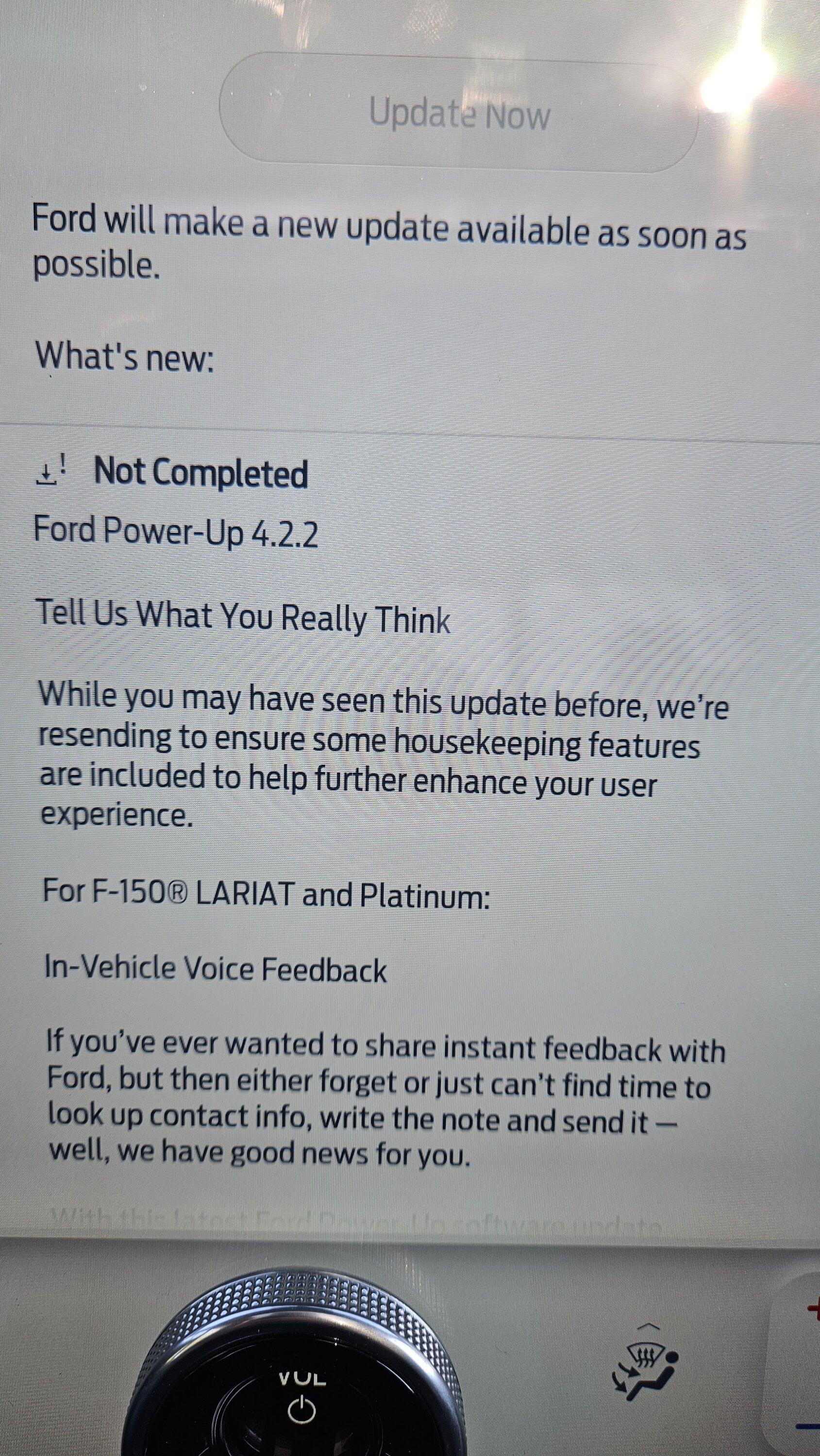 Ford F-150 Lightning Ford Power-Up 4.2.2 Voice Feedback 20230414_155259