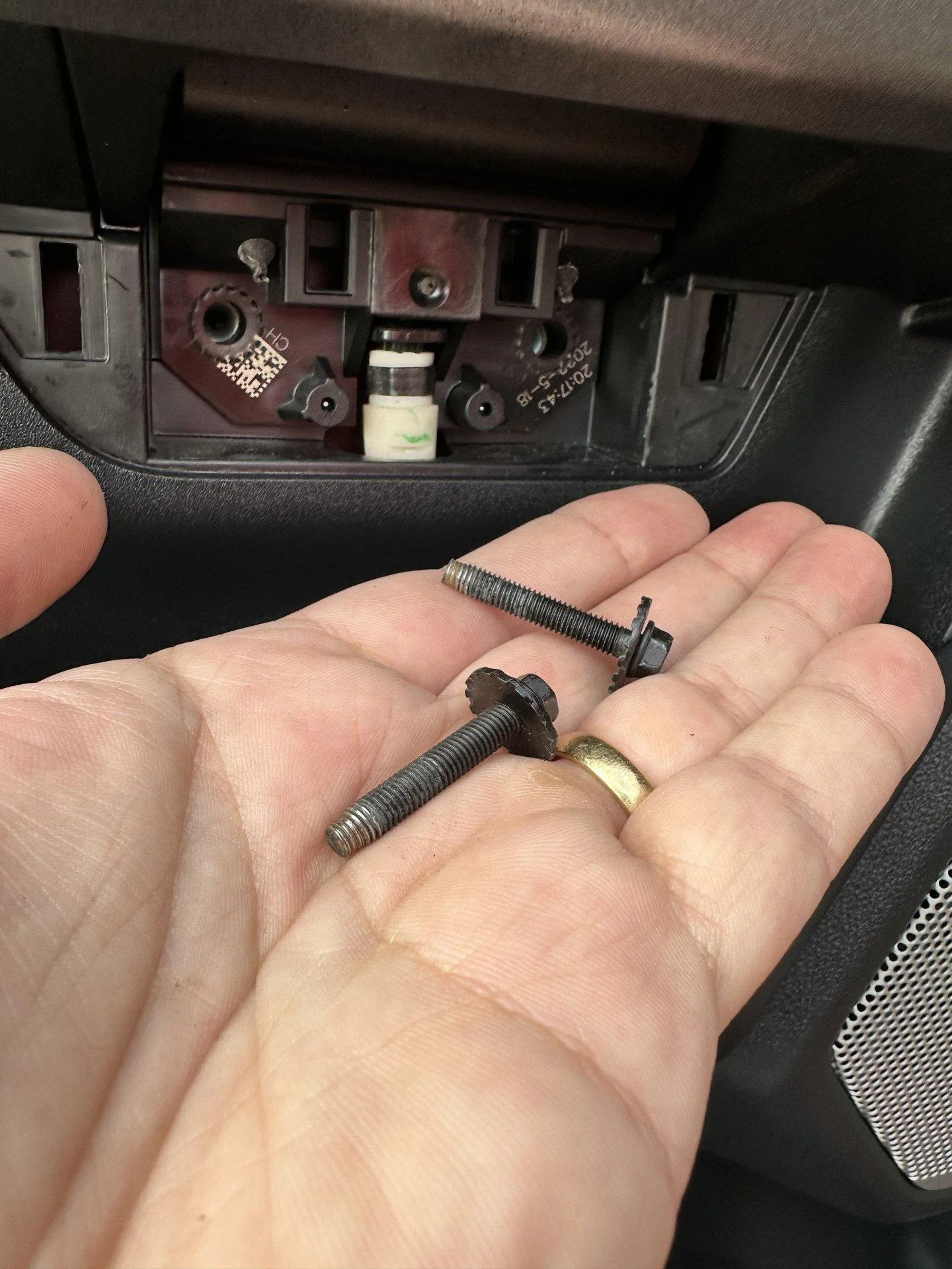Ford F-150 Lightning Sounds Good Stereo Behind the Seat kit installation 10-handle-screws-jpg