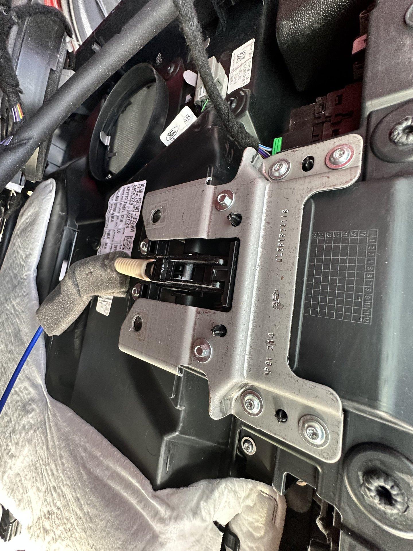 Ford F-150 Lightning Sounds Good Stereo Behind the Seat kit installation 14-handle-cable-