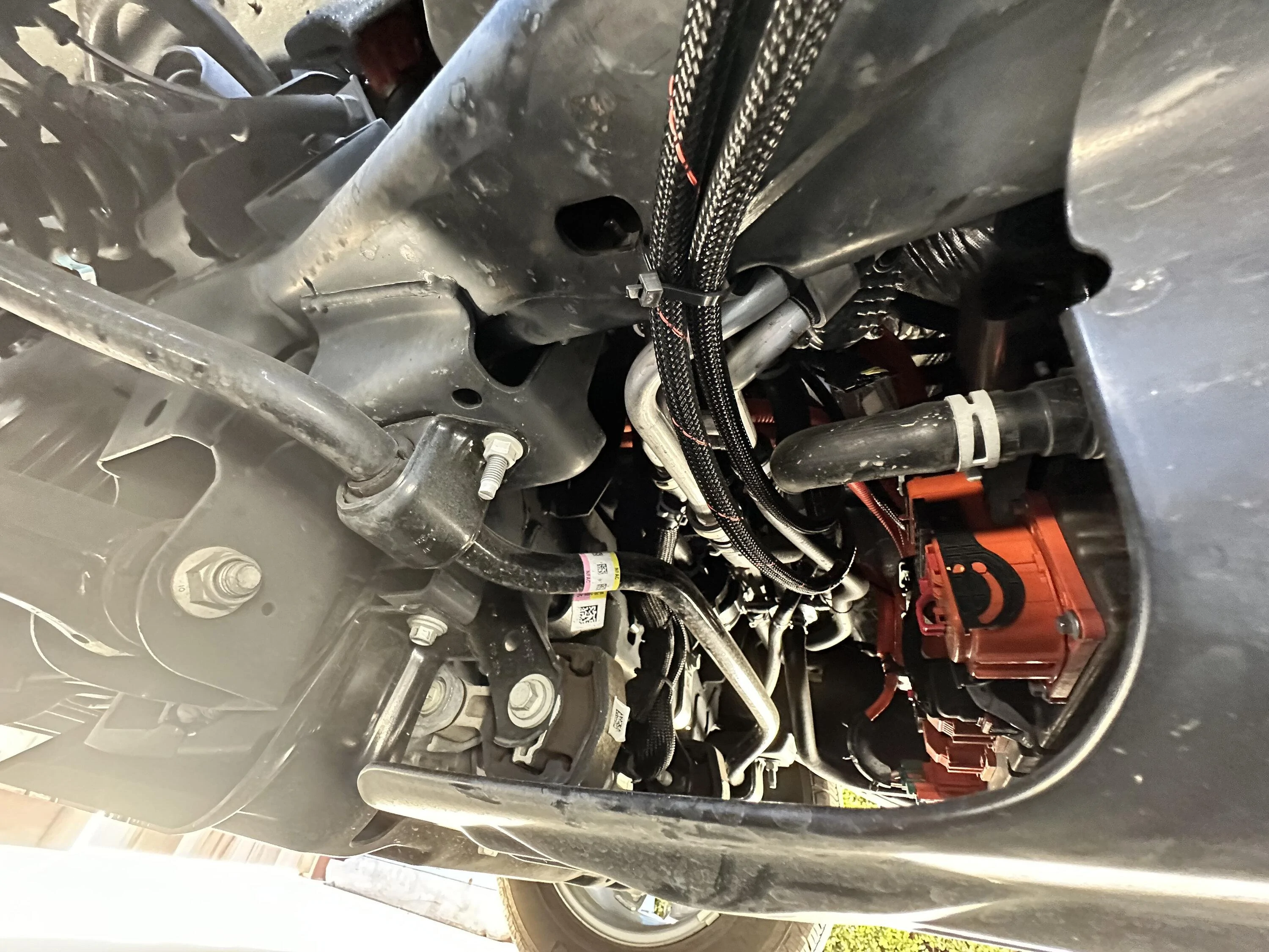 Ford F-150 Lightning Sounds Good Stereo Behind the Seat kit installation 05 underside routing 1