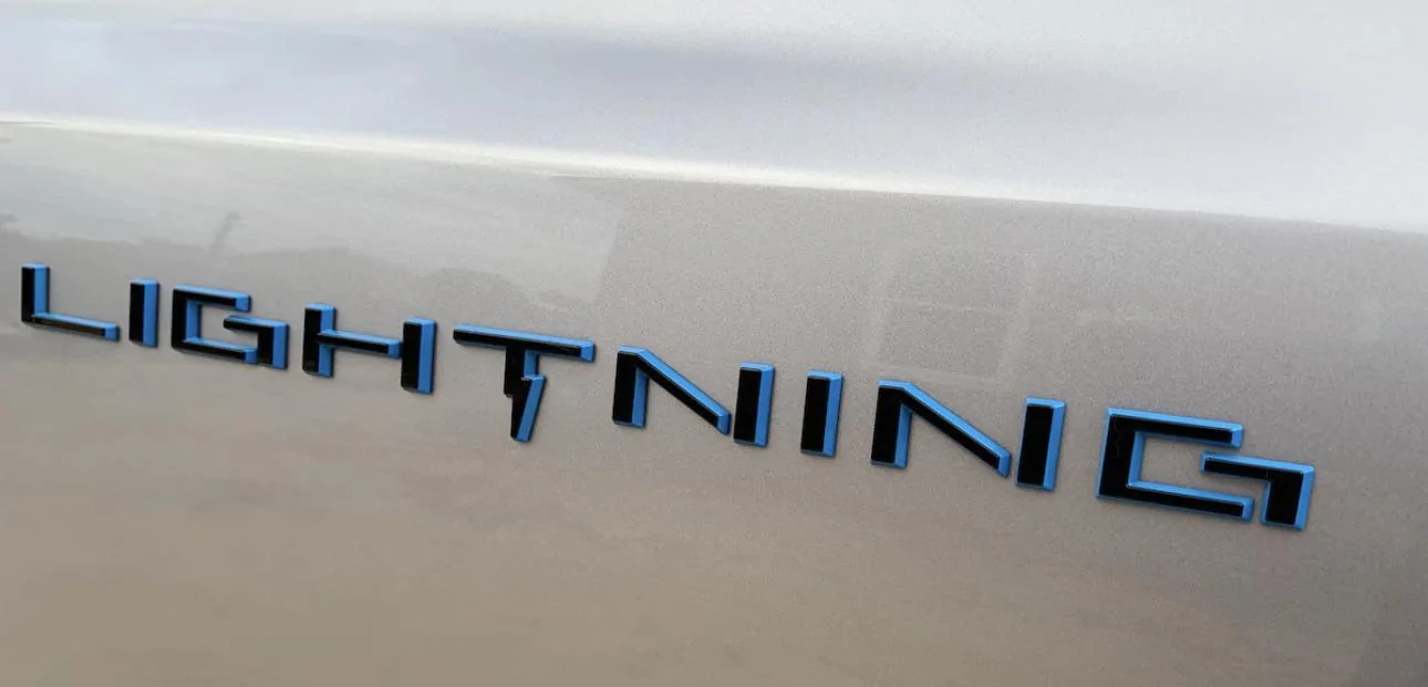 Ford F-150 Lightning Ford sign on front grill IMG_6081