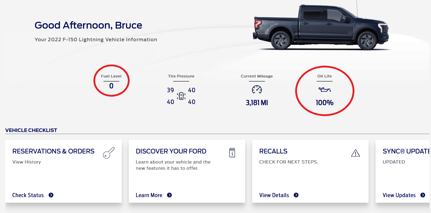 Ford F-150 Lightning Viewing truck information online vs in fordpass app 1682708712696a