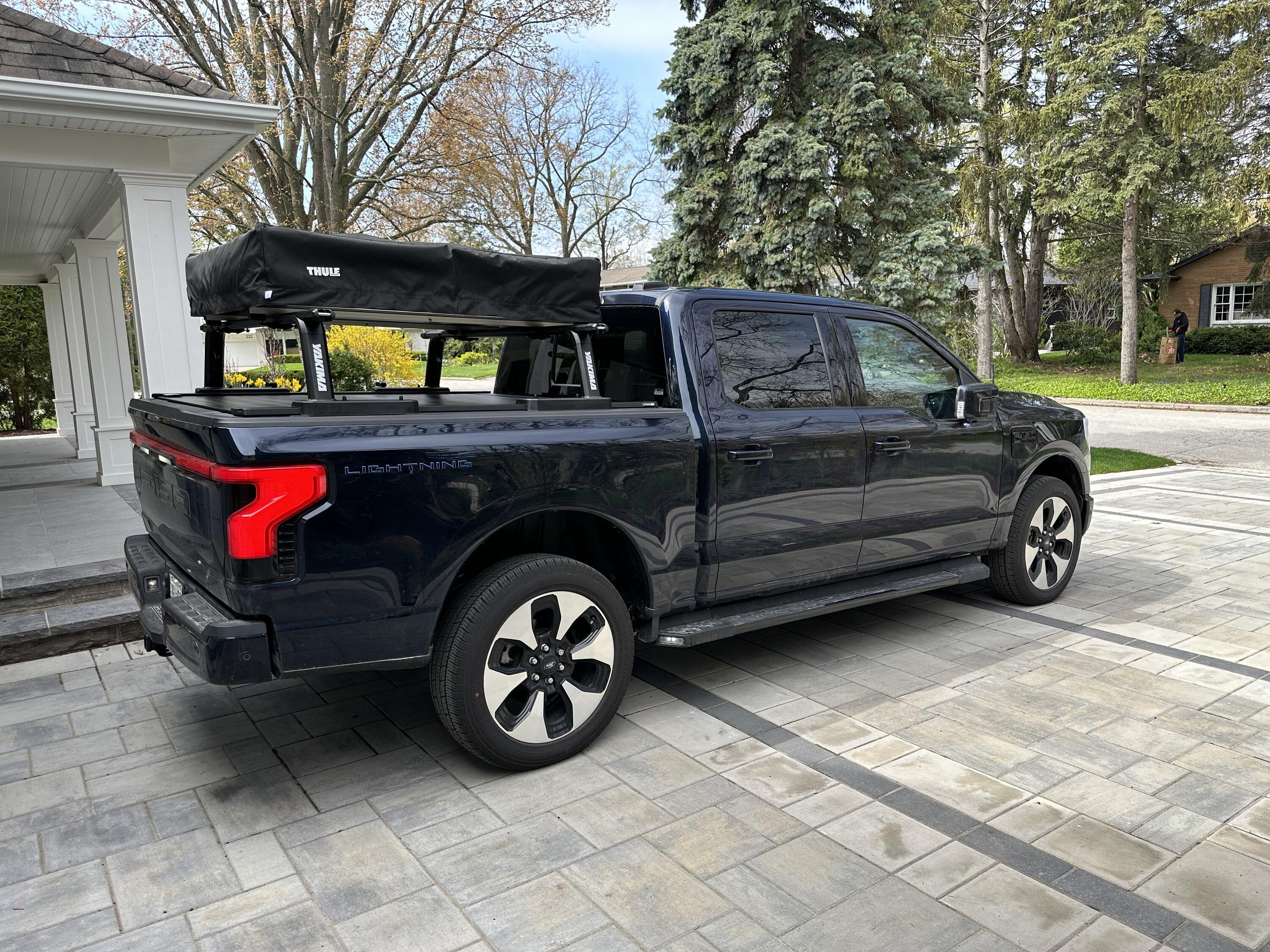 Ford F-150 Lightning Roof Top Tent RTT Setup -- Thule Approach + Retrax XR + Yakima IMG_6521