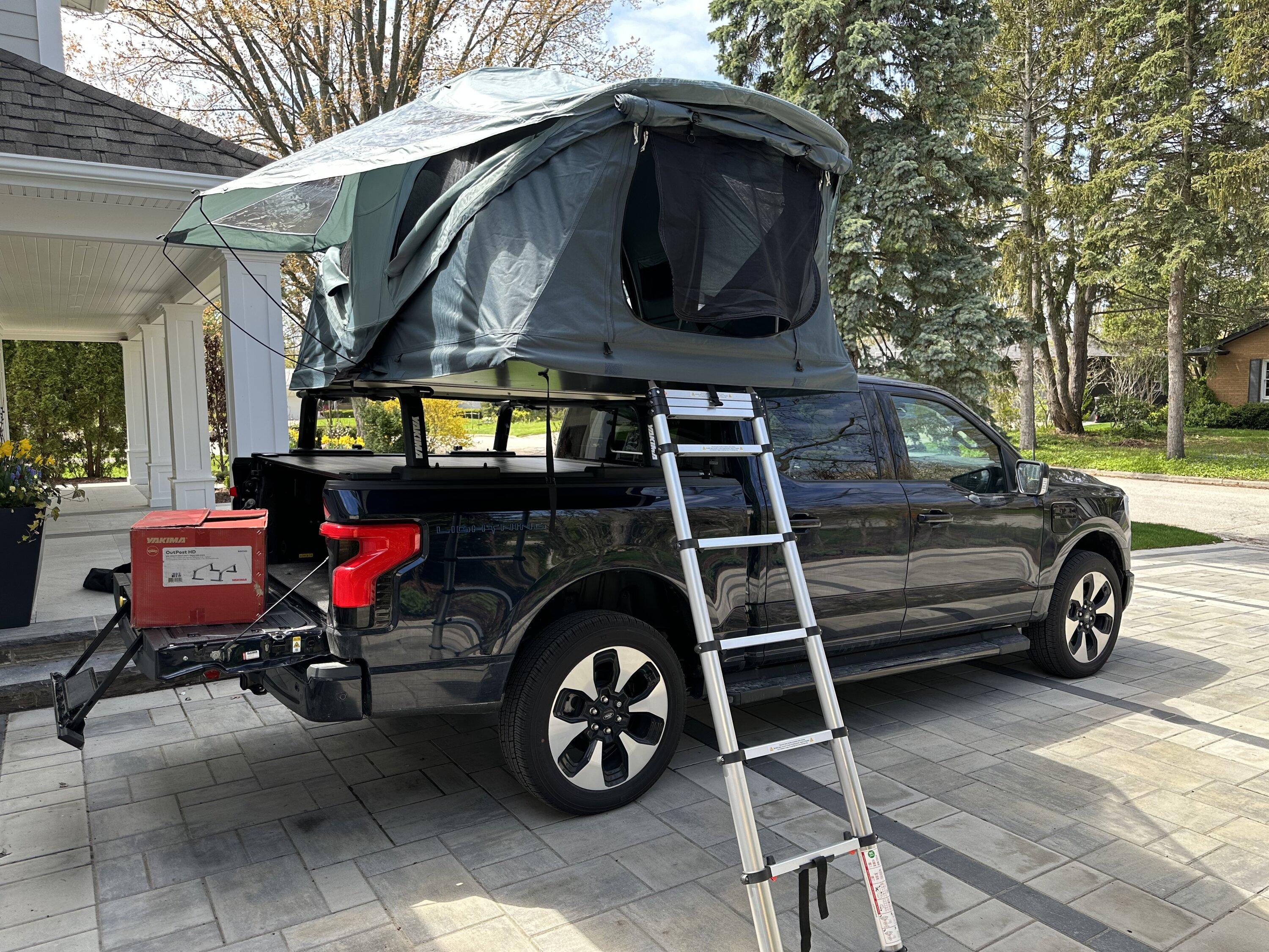 Ford F-150 Lightning Roof Top Tent RTT Setup -- Thule Approach + Retrax XR + Yakima IMG_6524