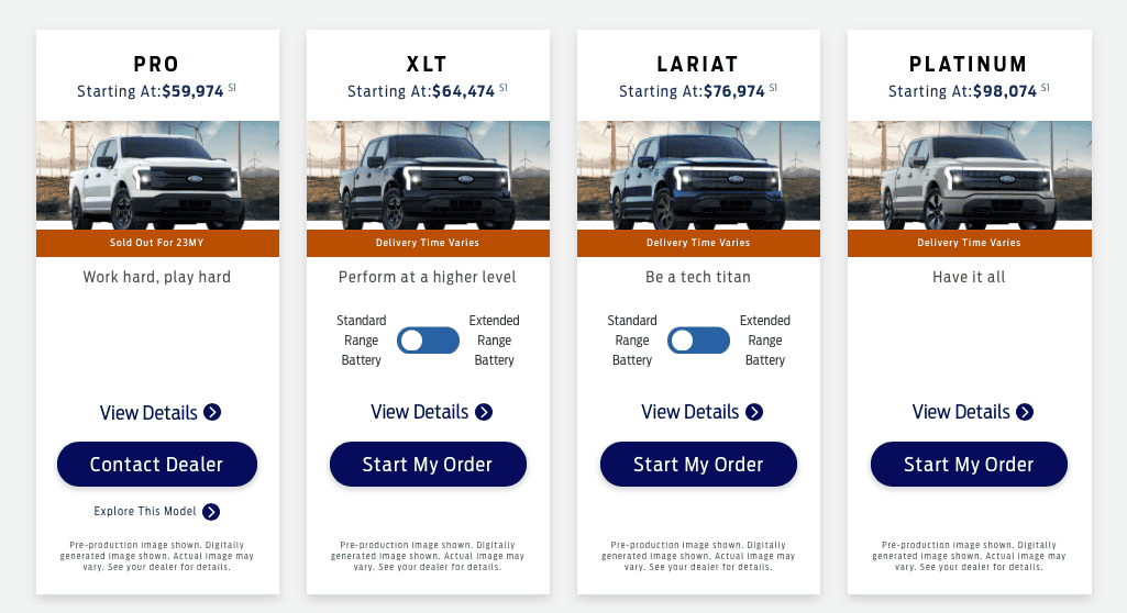 Ford F-150 Lightning 2023 F-150 Lightning Pricing Adjustment || Increases for XLT & Lariat Standard Range || Decreases for XLT High & Platinum 1683816795388