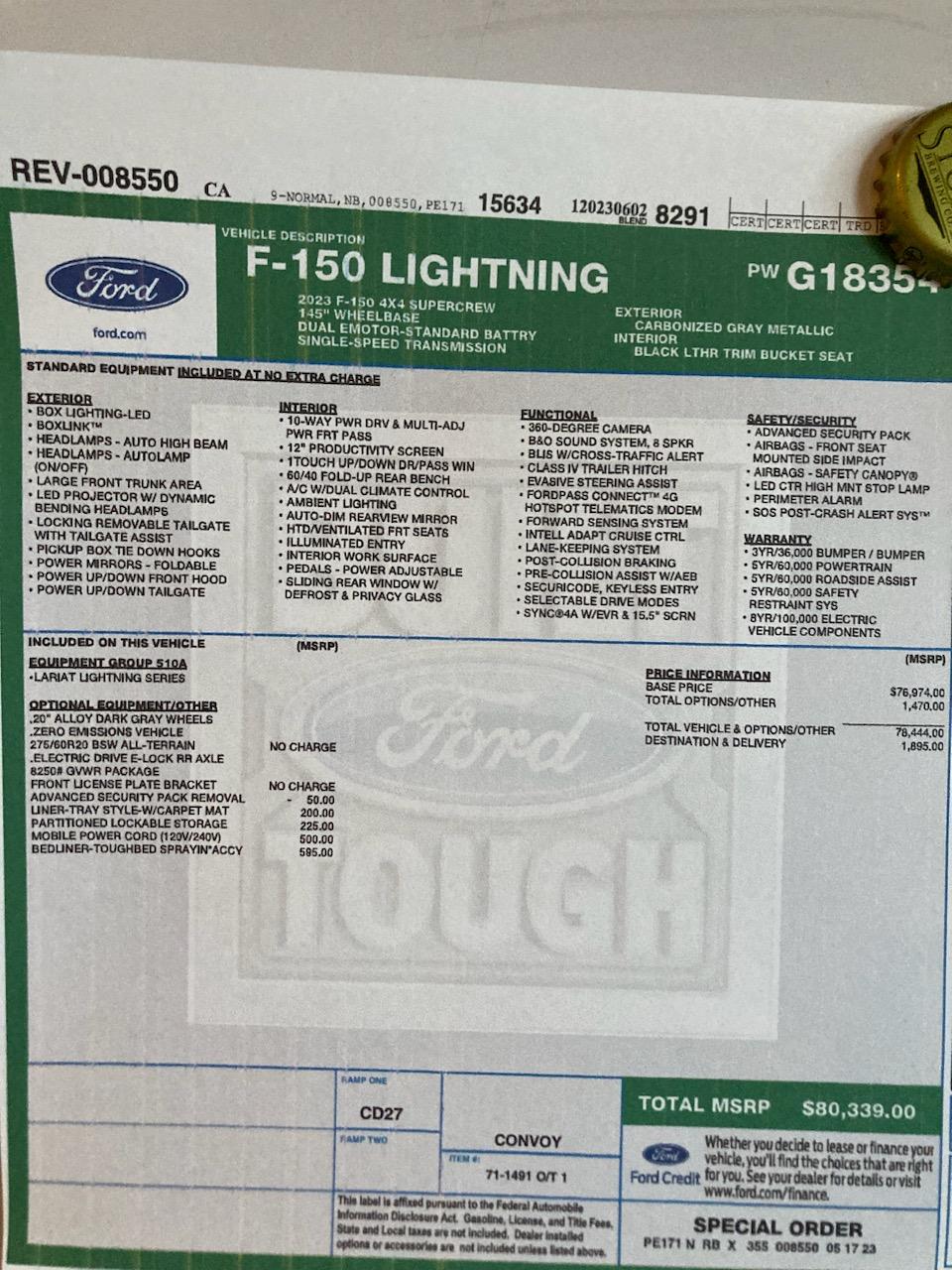 Ford F-150 Lightning MSRP Increase since order was placed IMG_20230703_211723