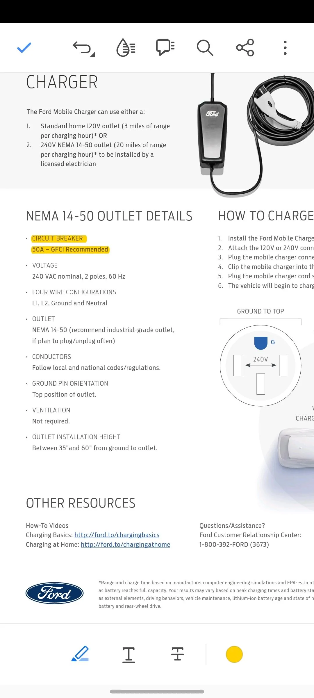 Ford F-150 Lightning Charging with 14-50 outlet in California - Issues Screenshot_20230704_095236_Acrobat for Samsung