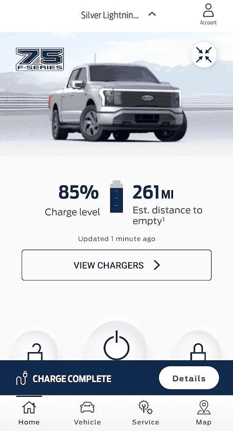Ford F-150 Lightning Charge % change on app 1691323066041