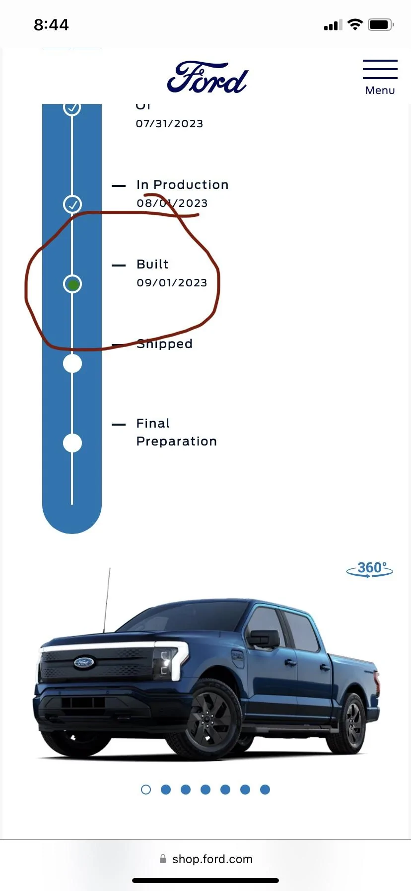 Ford F-150 Lightning ✅ 7/31/2023 Lightning Build Week Group (MY2023) Ford Vehicle Order Tracking Status