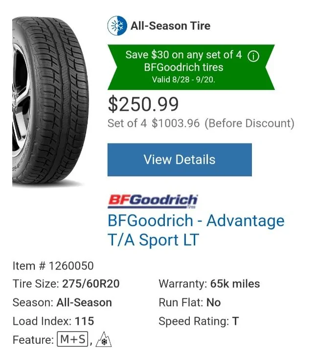 Ford F-150 Lightning Almost time for new tires, what are you planning on getting after the stock tires wear out? Screenshot_20230912_150128_Chrom