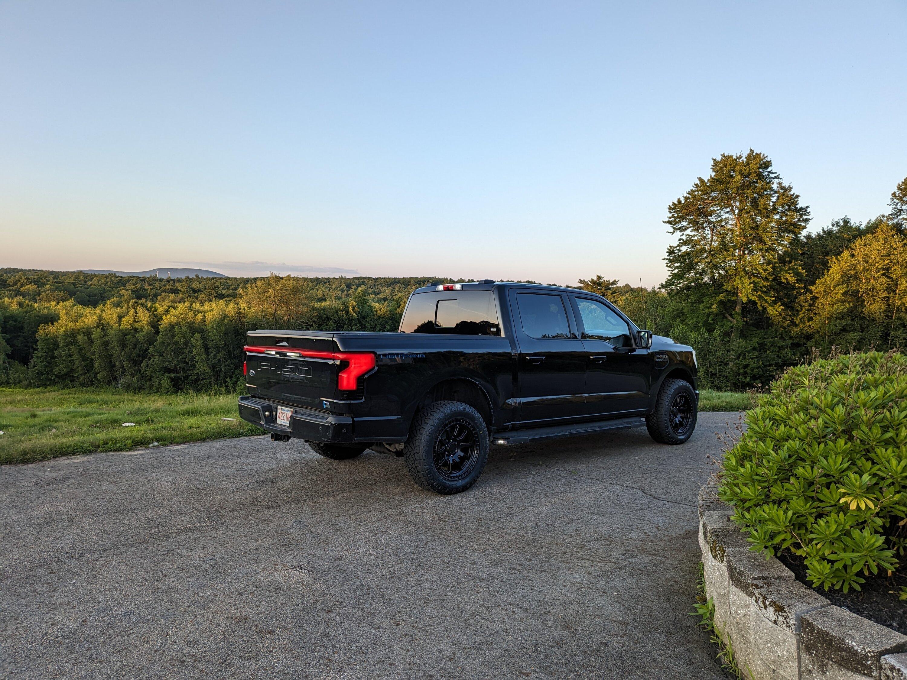 Ford F-150 Lightning Need to raise front end to clear new tires/wheels. Ok to just do the front? 2023-07-20 19.51.57