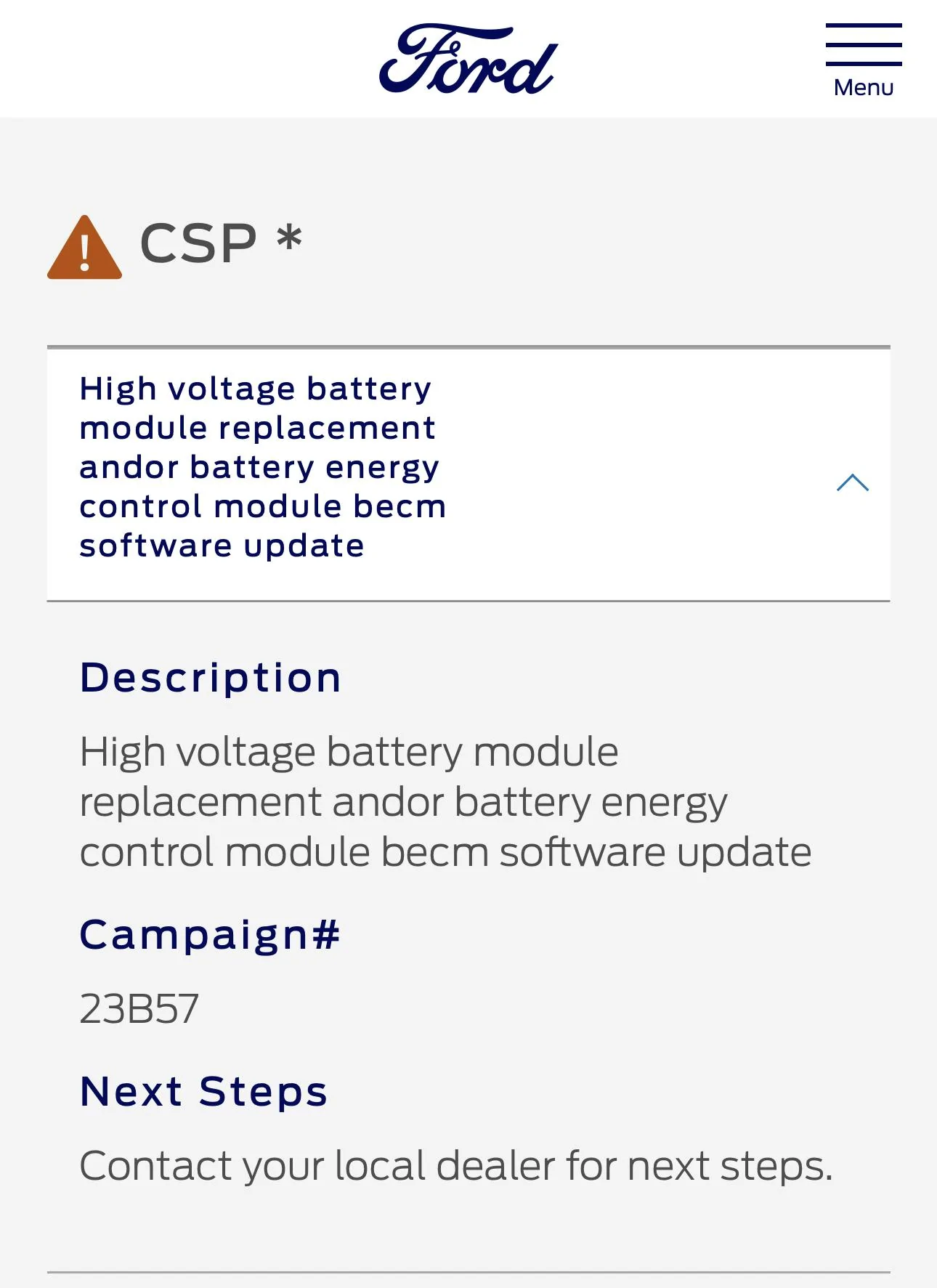 Ford F-150 Lightning CSP-23B57 for High Voltage Battery Notice IMG_1400