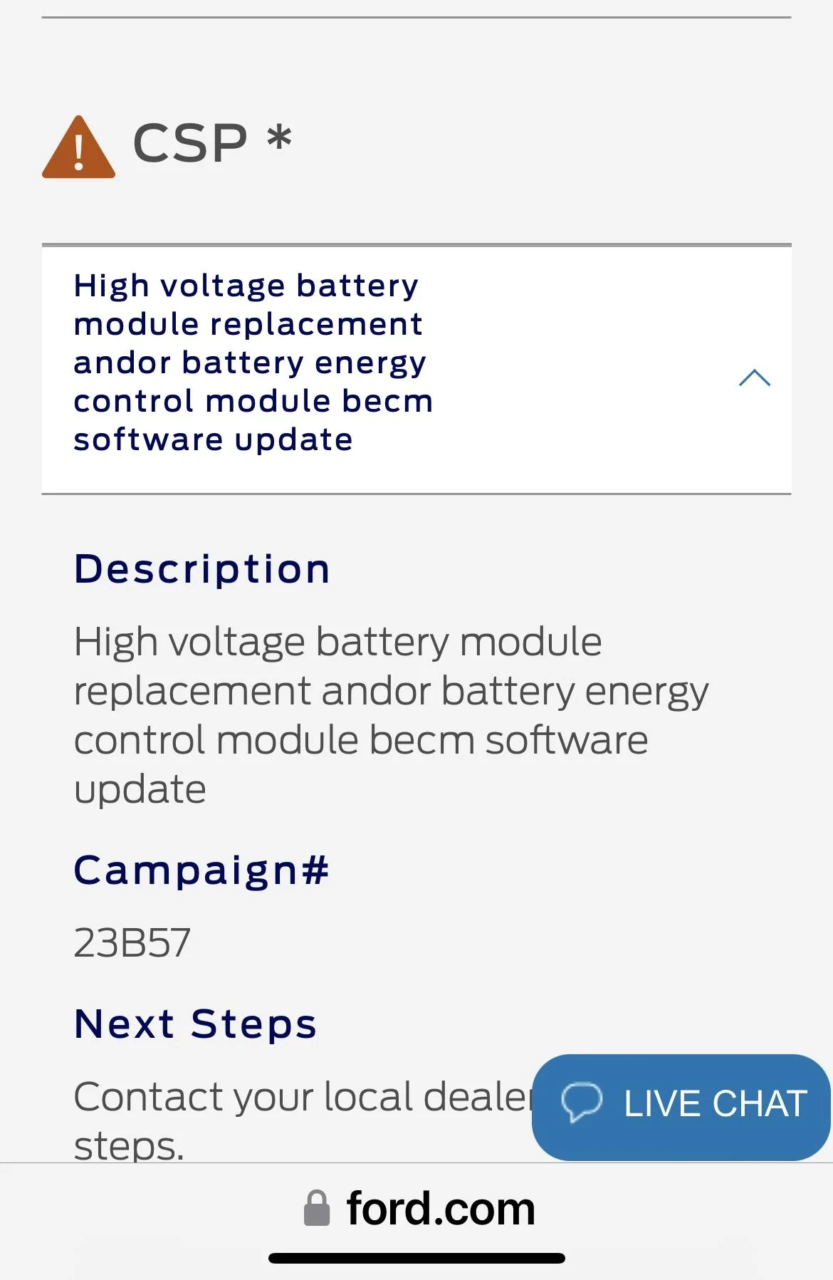 Ford F-150 Lightning CSP-23B57 for High Voltage Battery Notice IMG_4900