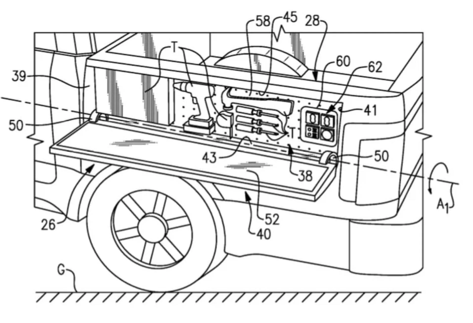 Ford F-150 Lightning Powered, Convertible Work Station ("Kitchen" to me) Alongside Truck Bed TruckBedCampKitchen