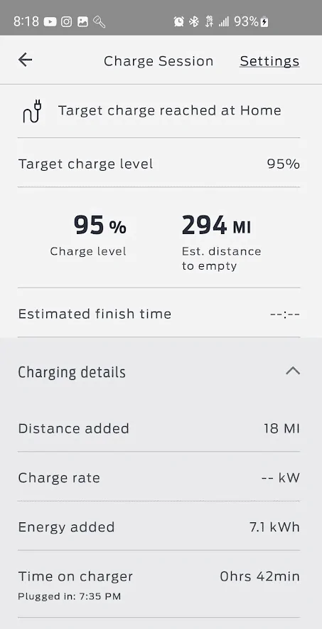 Ford F-150 Lightning I have a Tesla wall charger with adapter 80 amp how can I check to see what it is delivering? 1695078702765